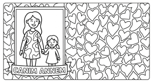 Anneler Gunu Anne Ve Kizi Boyama Sayfası