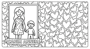 Anneler Gunu Anne Ve Oglu Boyama Sayfası